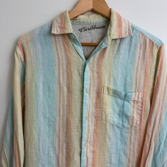 Striped Linen Shirt Sz Small - Picture 2 of 9
